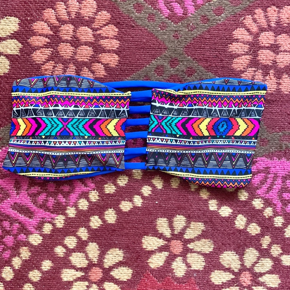 Reversible Bandeau Swim Top- Bohemian Print
